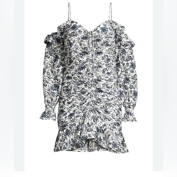 Robert Rodriguez Dresses & Skirts - Robert Rodriguez "Carmen" silk-blend sheath dress M Long Sleeve Ruffle Floral